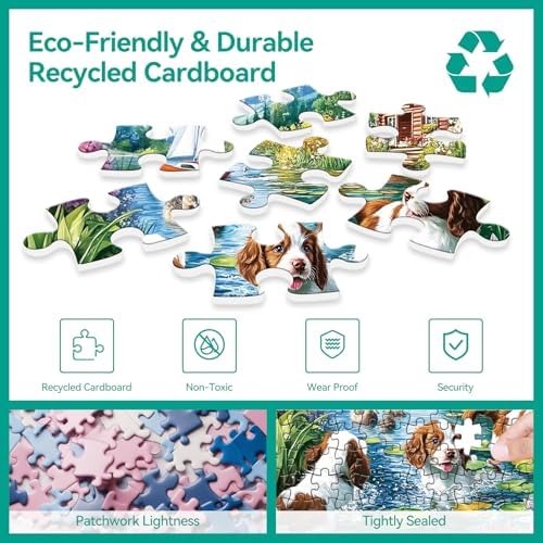 300 Piece Puzzles for Adults&Kids Large Piece, Summer Elderly Jigsaw Puzzles 300 Pieces – Dog Water Fun, Unique Artwork Perfection Game, Family Entertainment & Gift for Seniors(20.5" x 15") - Image 4