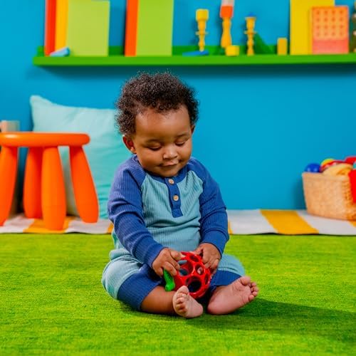 Bright Starts Oball Easy Grasp Red Apple Teether Toy, Hold My Own Collection, BPA Free, Unisex, Newborn and Up - Image 6