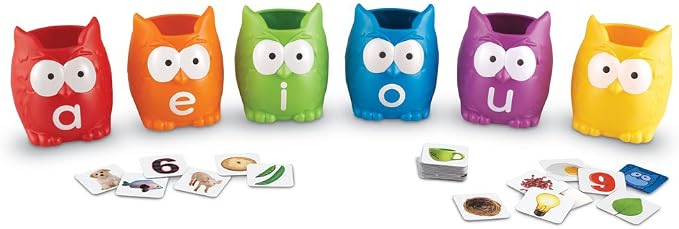 Learning Resources Vowel Owls Sorting Set - Phonics Games for Kids, Vowel Sounds, Toddlers Vocabulary Building, ABC Word Game, Reading skills Toys, Learn to Read, Gifts for Boys and Girls, multicolor - Image 7