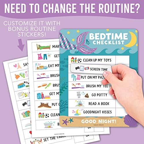 Dry Erase Morning & Bedtime Routine Chart for Kids Stickers Magnetic - Image 5