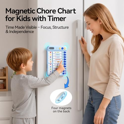 2-in-1 Digital Timer with Chore Chart for Kid 21PCS Magnetic Schedule Board - Image 2