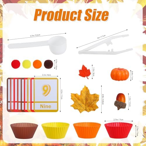 Montessori Toys for Toddlers 3-6 Autumn Fall Sensory Bin Set Items Counting Sorting Toddler Fine Motor Skill Toy Preschool Education Harvest Activities - Image 2