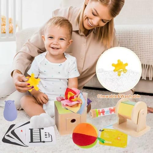 Adena Montessori 8 in 1 Sensory Play Kit 0-6 Months Baby - Image 4