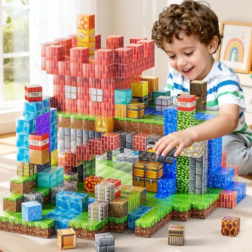 Magnetic Blocks Toys for Kids, 200PCS Magnetic Building Blocks, STEM Montessori Sensory Stacking Toy for Boys Girls Age 3 4 5 6 7 8 9 10, Christmas Birthday Gifts for Boys and Girls Age 3+ - Image 6