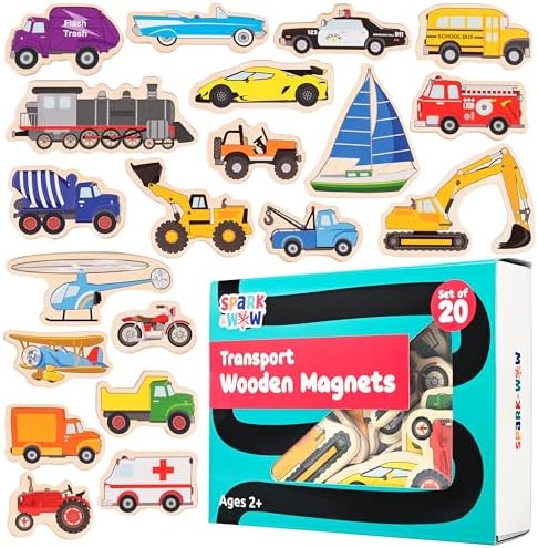 Spark & Wow Wooden Magnets, Transport by SparkWow