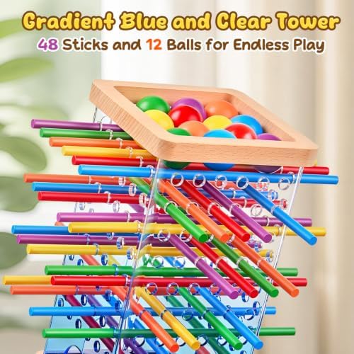 Montessori Wooden Board Game for Kids 4-6 with 48 Sticks and 12 Balls - Image 3