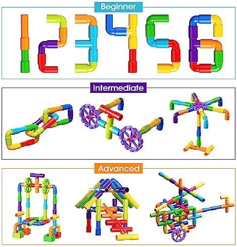 burgkidz STEM Tube Building Set: 188 Pcs Build Cars w/Wheels & Tub - Image 5
