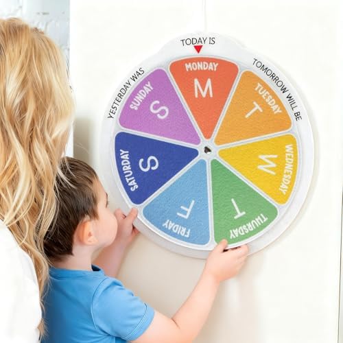 Days of the Week Wheel Homeschool Toddler Activities Montessori Calendar Days Spinner Wheel Tracing Kids Preschool Calendar Today is Day of the Week - Image 4