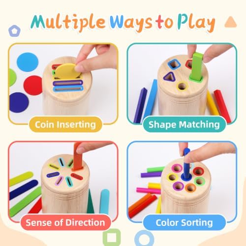 4 in 1 Wooden Color Sorting Toy, Montessori Toys for 2 3 4 Year Old - Image 5
