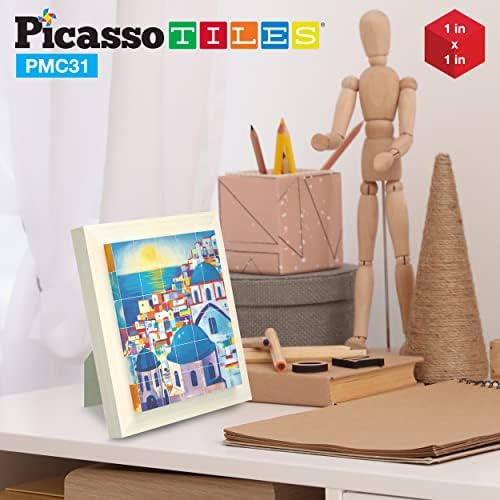 PicassoTiles 6-in-1 World Famous Painting Puzzles Magnetic Cubes Toy_Building_Block, Spain Park Guell, Paris Eiffel Tower, Greece Santorini & More for Kid, Educational Art for Boys and Girls - Image 2