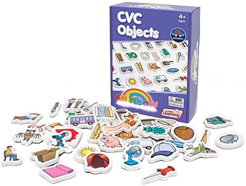 Junior Learning Rainbow CVC Objects Magnetic Foam Set, 40 Pieces, Ages 4-5, Phonics, Pre K-K by JuniorLearning