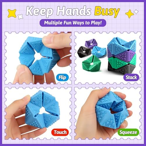 4PCS Sensory Flip Cube Fidget Toys, Quiet Fidget Toy for Kids & Adults - Image 4