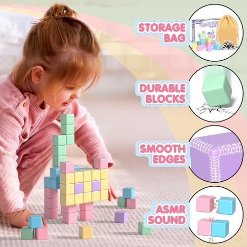 Apluses 32pcs Magnetic Blocks Building Cubes for Kids, Classroom Must Haves Creative Learning Kids Gifts, Preschool Montessori Sensory Autism Magnet Toys for Boys and Girls Ages 3 4 5 6 - Image 2