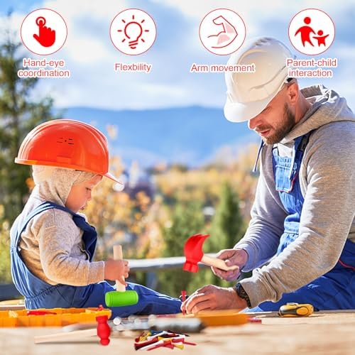 12Pcs Hammer Toys with 100Pcs Small Wooden Hammer Simulation Fake Hammer Maintenance Tools,Toy Hammer Plastic Toddler Claw Hammer Portable Toys Pretend Play Fake Mallet Hammer for Boys Girls - Image 3