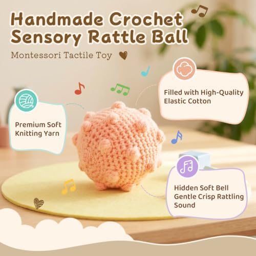 Adena Montessori Soft Knit Sensory Ball with Bell, 6-12mo - Image 2