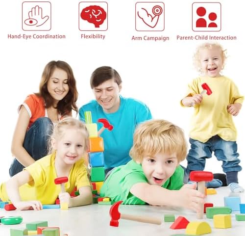 2pcs Toy Hammer Simulation Wooden Hammers Plastic Toddler Hammer SmallPortable Kids Maintenance Tools Toys Pretend Fake Mallet Hammers for Boys Girls - Image 4