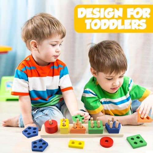 Montessori Toys for 2 3 Year Old Girls Boys, Wooden Sensory Toys for 2-3 Year Old Birthday Gifts, Education Toddler Puzzles Toddler Easter Basket Stuffers Learning Toy Activities Puzzles Ages 2-3 - Image 3