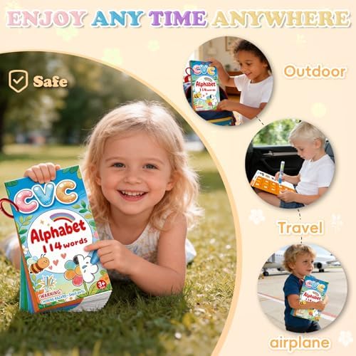 CVC Words Water Painting Phonics Flash Cards - JoiLab Draw-and-read Reusable Montessori Learning Toys - Sight Word Educational Activities Water Coloring Book for Toddlers Kindergarten for Kid Ages 3-6 - Image 7