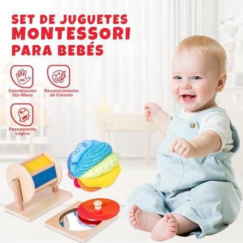 Adena Montessori Play Kit: Knob Puzzle, Drum & Ball, 6-12m - Image 4