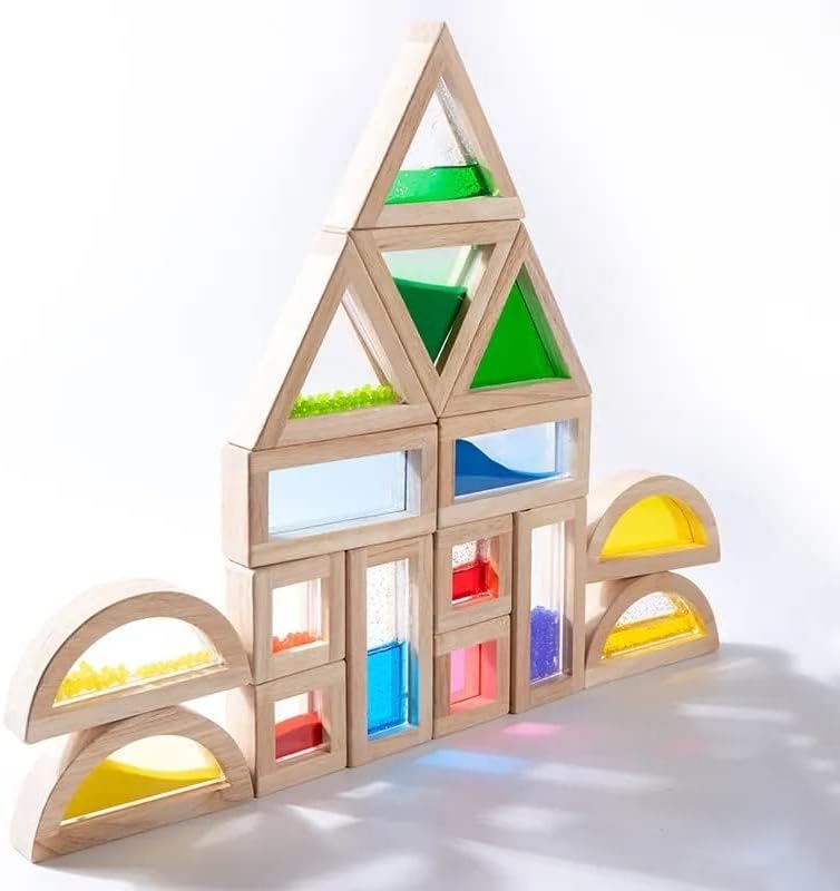 Large Wooden Building Blocks for Toddlers Baby Kids 16 Pcs Rainbow Blocks Geometry Sensory Stacking Construction Toys Set Colorful Preschool Learning Educational Toys for Boys & Girls… - Image 6