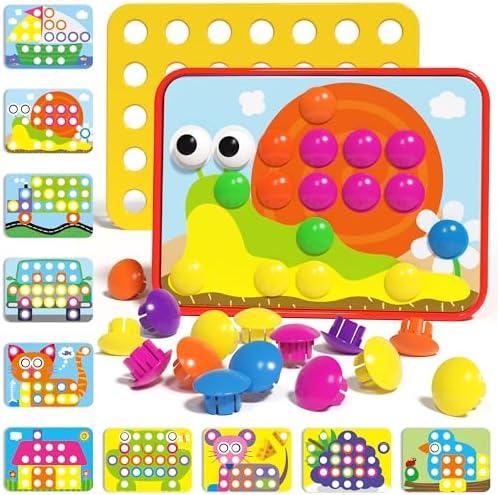 AMOSTING Button Art Toy, Color Matching Pegboard for Kids Ages 3+ by AMOSTING
