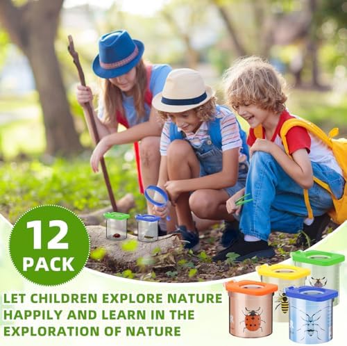 Halloscume 12 Pcs Insect Bug Viewer for Kids Magnifying Insect Box Bug Catcher Magnifier Container Critter Collection Kit Insect Cage Jar for Children Science Nature Exploration Tool - Image 6