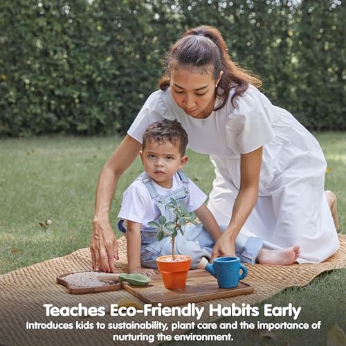 PlanToys® Wooden Gardening Set Montessori Pretend Tools for Kids Outdoor - Image 6