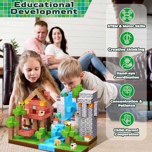 150PCS Magnetic Blocks-Magnetic Building Blocks Magnetic Tiles Stacking, Build Mine Magnet World Set, STEM Montessori Sensory Toys for Toddlers Kids Boys Girls Ages 3-5 6-8 Christmas Birthday Gifts - Image 6