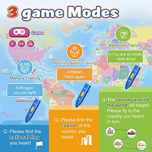 Qiaojoy Bilingual Interactive World Map for Kids Learning Educational Toy - Image 5
