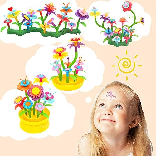 VERTOY Flower Garden Building Toy Set for 3, 4, 5, 6 Year Old Girls, STEM Educational Activity Games and Girls Birthday Gift for Age 3+ yr Toddlers and Kids, 143 pcs - Image 3