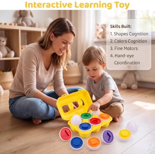 Montessori Sorting Toy Color & Shape Matching Eggs, Gifts for Ages 12M+ - Image 2