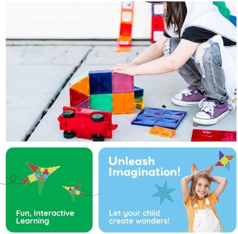 PicassoTiles 60 Piece Magnetic Tiles Clear 3D Building Blocks STEM Ages 3+ - Image 6