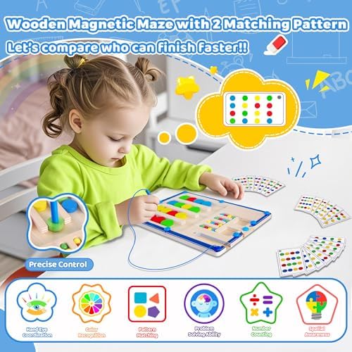 FCSONU Wooden Magnetic Color Matching Puzzle Board Toys for Toddlers 2-4 - Image 3