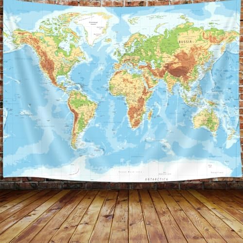 JAWO World Map Tapestry Wall Hanging for Kids Student, with Countries and Major Cities Educational Bedroom Living Room Dorm Home Decoration 60X40 Inch, 60.00/'' x 40.00/'' - Image 4