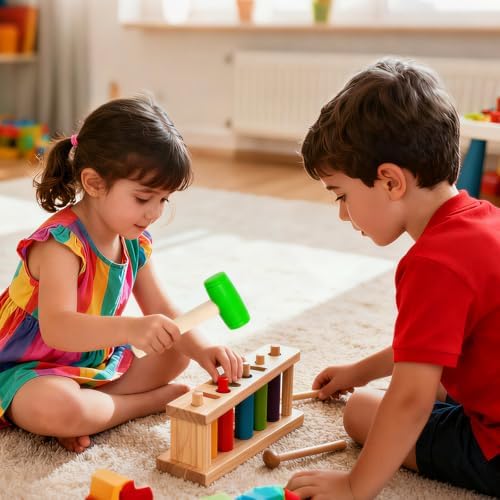 3 PCS Toy Hammers, Wooden Hammer Toys Mallets, Simulation Fake Plastic Maintenance Tools for Birthday Party Supplies - Image 5