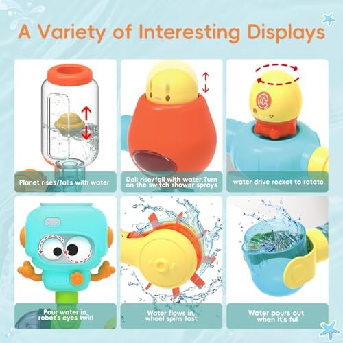 Bath Toys for Kids Ages 4-8 | 27PCS DIY Water Pipe Assembly Kit with Storage Bag | STEM Building Educational Bathtub Toys for Toddler 3-5 | Creative Shower Toy Birthday Gifts for Boys & Girls - Image 3