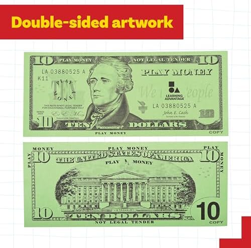 LEARNING ADVANTAGE Ten Dollar Play Bills, Set of 100 Paper Bills - Image 6