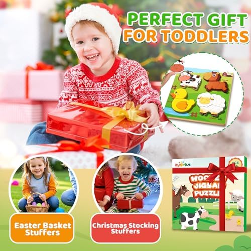 Farm Animal Wooden Puzzle for Toddlers 1-3, Sensory Montessori Toy Classroom Preschool Learning Activities Educational Toy Valentine Gift for Girl 3-5, Boy 2 3 4 5 Year Old Baby Easter Basket Stuffer - Image 6
