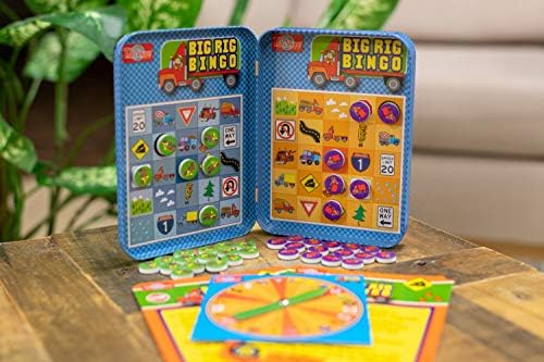 TS Shure by Bendon Big Rig Trucks Bingo Games Mini Magnetic Activity Tin with Spinner and Foam Magnet Sheet 50523 - Image 3