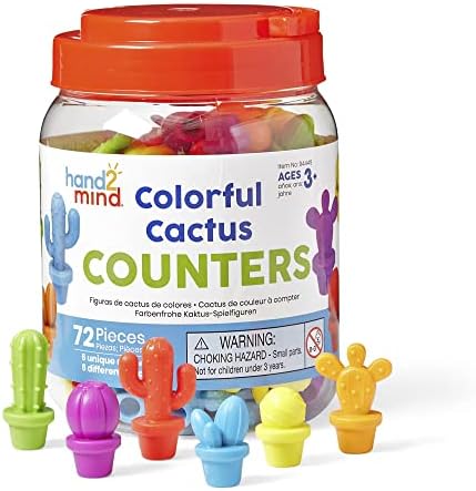 hand2mind Colorful Cactus Counters, Color Sorting Toys, Counters for Kids Math, Plastic Cactus Toy, Kids Counting Tools, Classroom Math Manipulatives Preschool, Montessori Math Materials by hand2mind