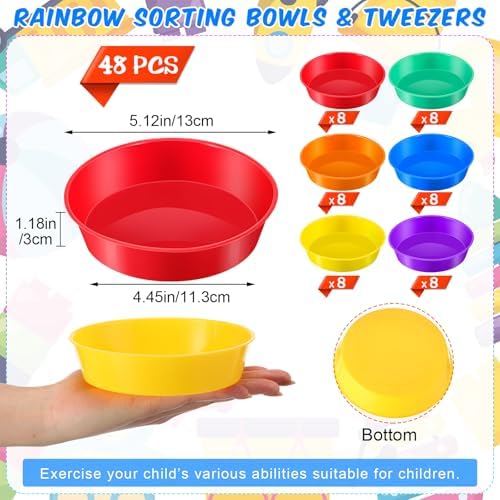 48 Pcs Sorting Bowls for Toddlers, 6 Colors Counting Bowls - Image 2