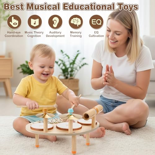 Vanplay Drum Set - Montessori Toys for 2 3 Year Old Girl Boy Gifts - Image 4