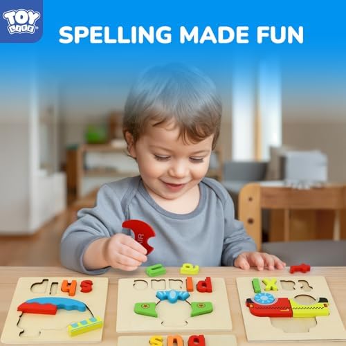 TOY Life Toddler Puzzles Ages 2-4, 4 Vehicles with Spelling Wooden Puzzles for Toddlers 3-5, Montessori Toys Gifts for 1 2 3 Years Old Boys Girls, Christmas Birthday Gifts Learning Toys for Kids - Image 4