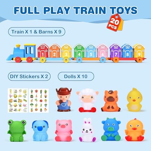 Montessori Learning Toy Toddler Animal Train Counting Barns Puppets - Image 3