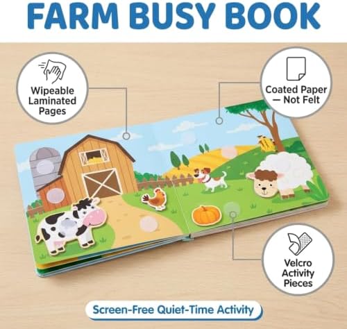 Montessori Busy Book (Farm Theme) – Preschool Learning Activities for Ages 3+, Fine Motor Skills, Interactive Velcro Activity Book, Travel Toy for Kids - Image 2