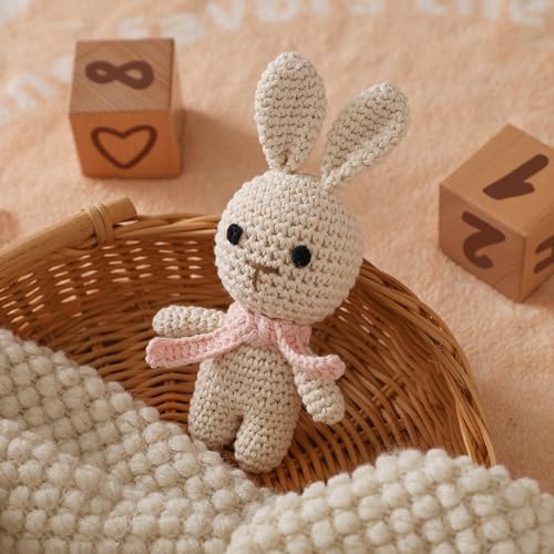 Natural Hand-Knit Wooden Baby Rattle - Soft Animal Shaped Sensory Toy for Newborns, Infants | Safe Beechwood & Crochet Texture | Perfect Baby Shower Gift - Image 7