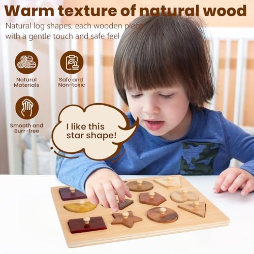 Adena Montessori 12-Piece Shape Peg Puzzle, 1-2y - Image 6