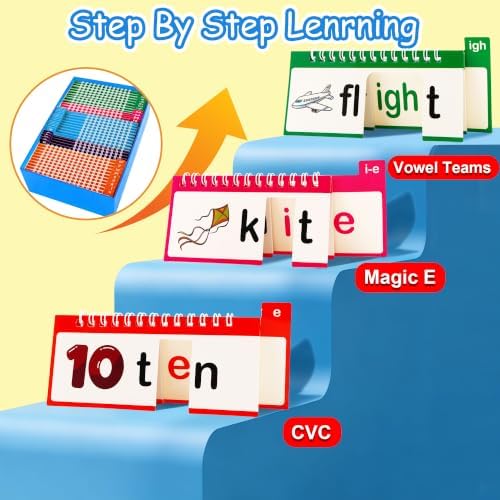 Phonics Flash Cards, Word Family Build Book with 40 Read and Rhyme Flip Books, Learn to Read Sight Words, Kindergarten Reading Games, Preschool Homeschool Educational Learning Activities - Image 4