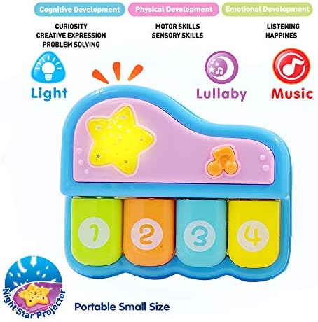 WEofferwhatYOUwant Baby Piano – Interactive Musical Toy for Babies 6+ Months with Lights Lullabies and 4 Play Modes, BPA-Free Portable Keyboard with Auto Shutoff Night Star Projector Gift for Toddlers - Image 3