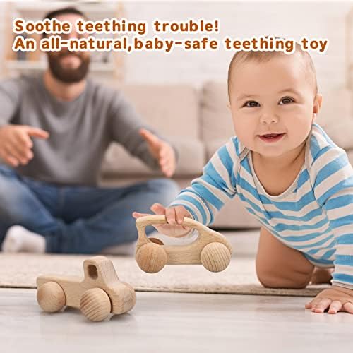 TOY Life Wooden Toys Cars, Montessori Toys for Babies 0-6-12 Months, Rattle Toy Cars for Toddlers 1-3, Christmas Wooden Baby Toys Gift 1 Year Old, Baby Boy Nursery Decor, 1 Year Old Boy Birthday Gift - Image 6